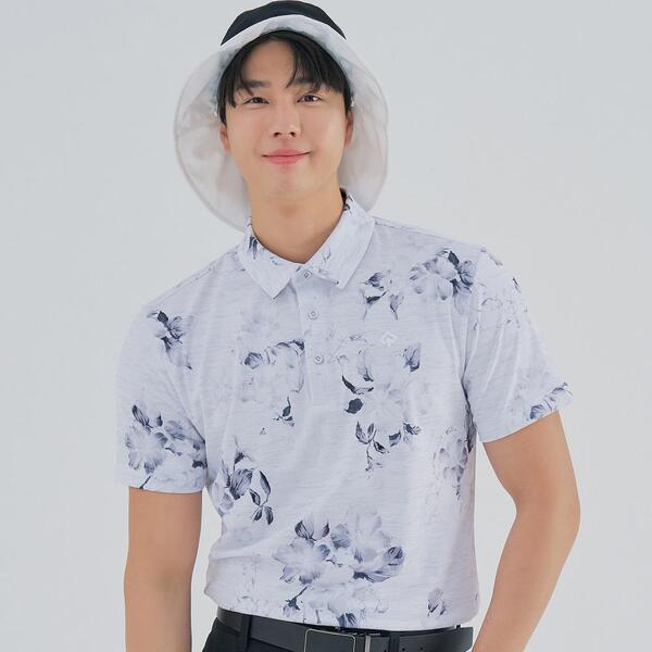 [레노마골프] 남성 플라워 패턴 카라 반팔 티셔츠 RMTYM2127-190