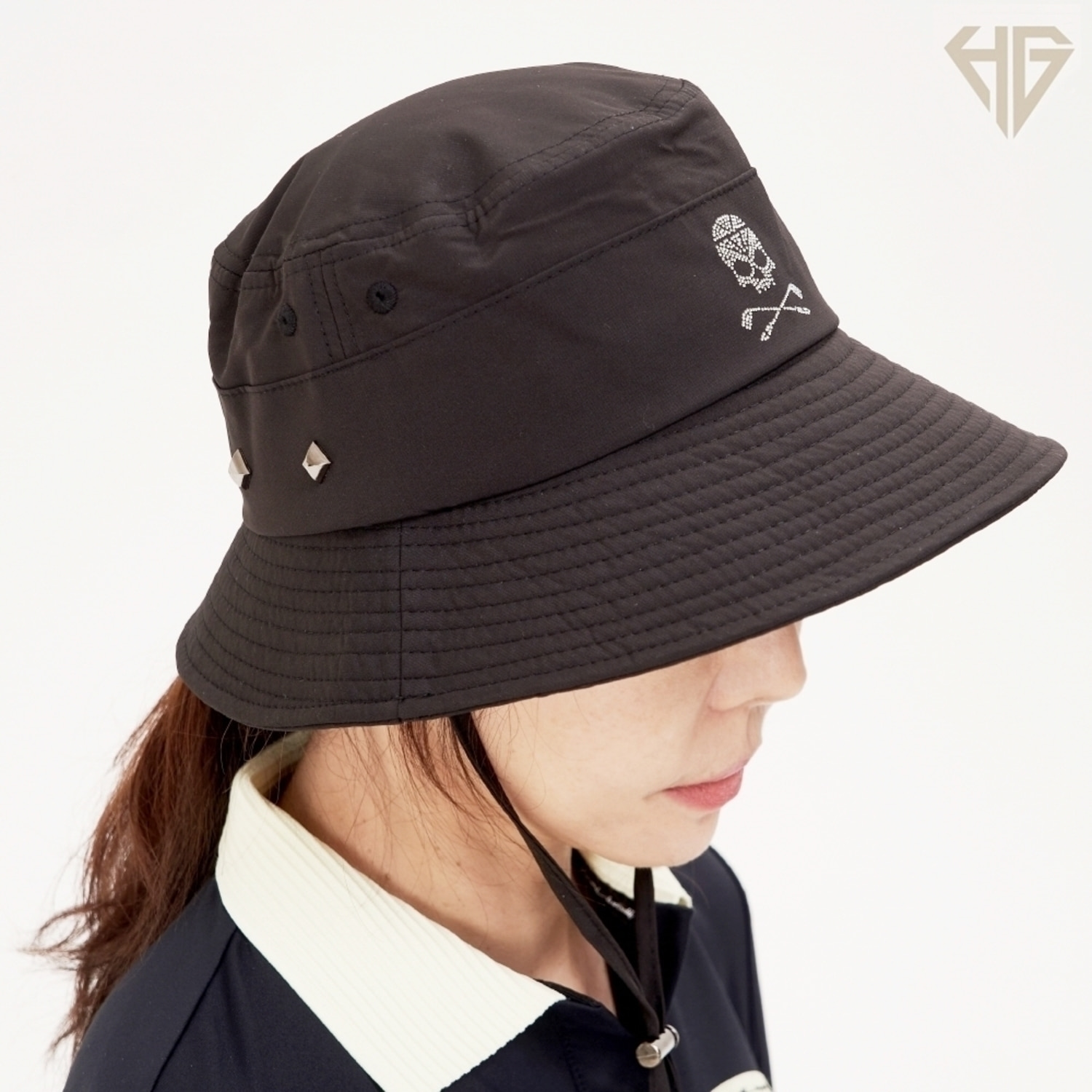[HIP] 힙스타 여성 골프 벙거지 버킷햇 모자 보석 스컬 넓은챙 UV차단 방수 캡 HIP105
