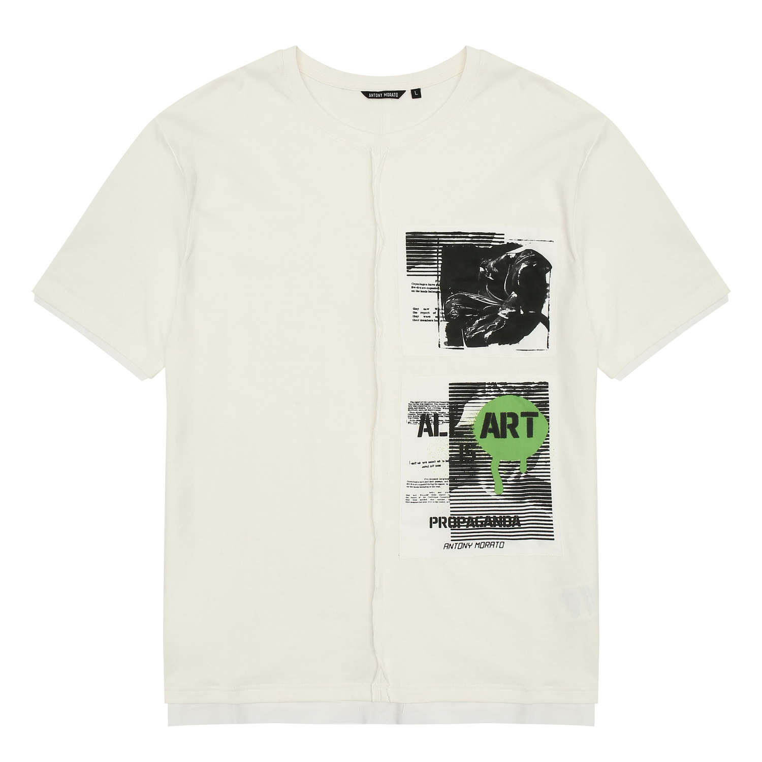 [안토니모라토] 남성 프린팅 패치 반팔 티셔츠 MMTBK5025-110