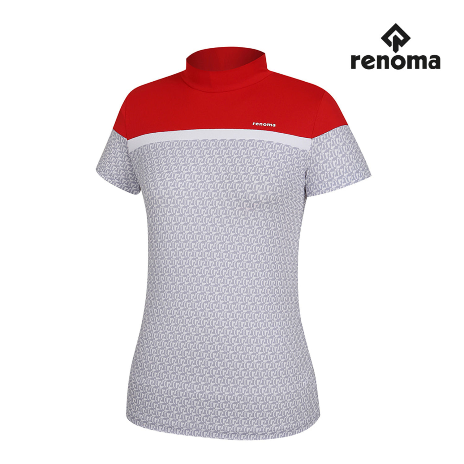 [레노마골프]여성 패턴 배색 하이넥 반팔 티셔츠 RWTHI6155-190_G