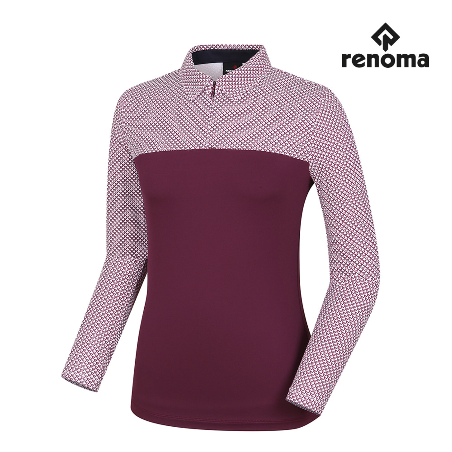 [레노마골프]여성 패턴 배색 카라 반집업 티셔츠 RWTYH7106-415_G