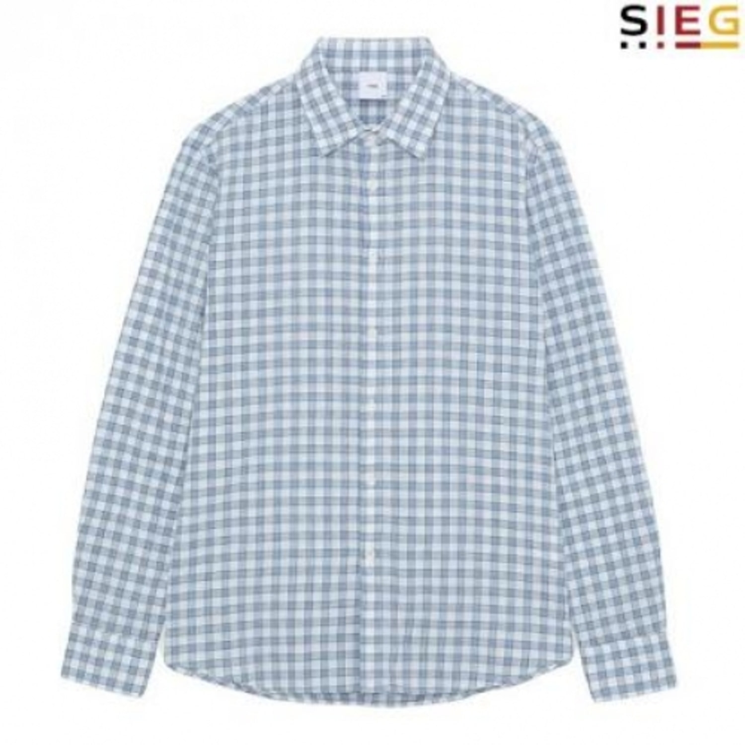 [GSH] 지이크 린넨 블랜딩 블루 체크 셔츠 (AB5078)