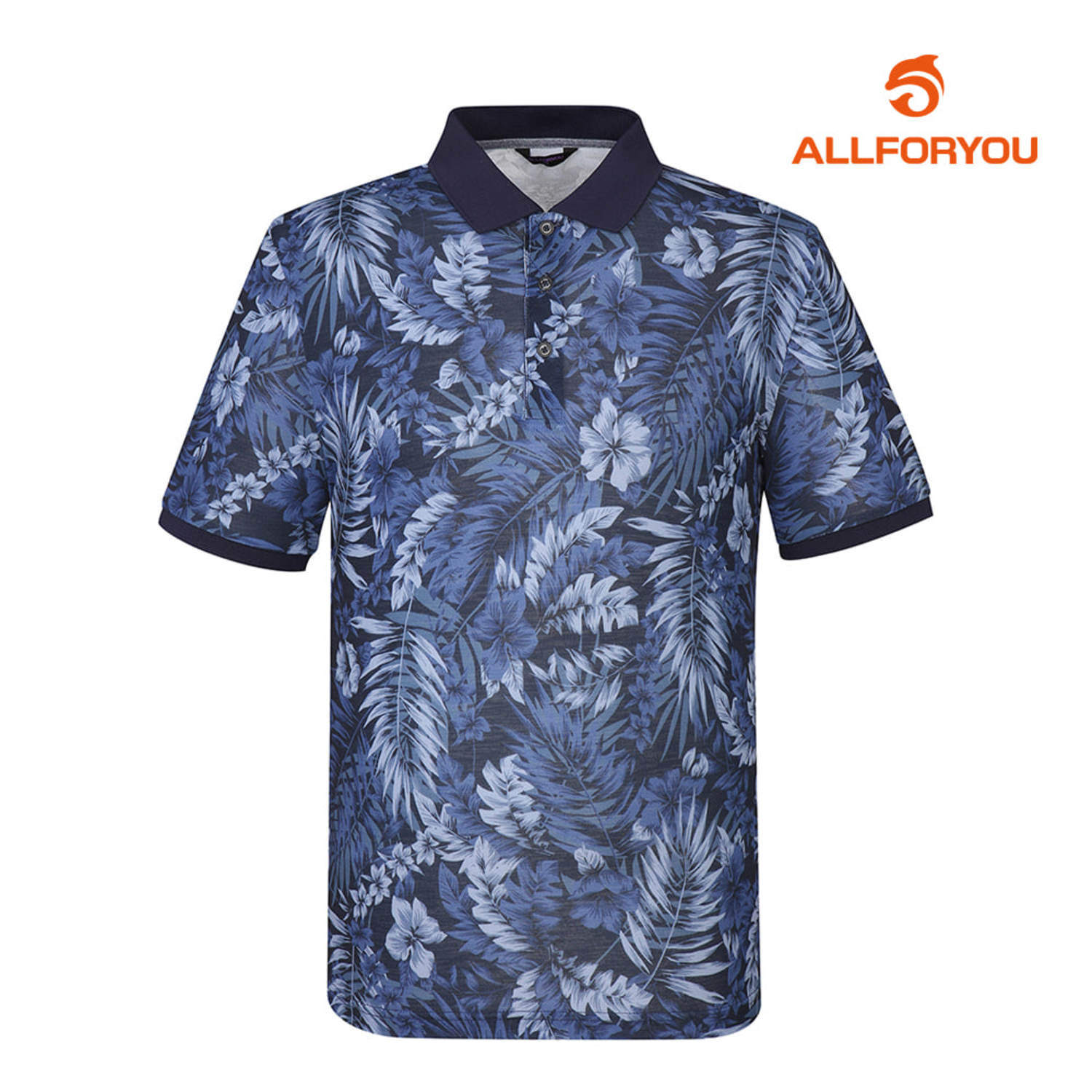 [올포유] 남성 나뭇잎 패턴 카라 반팔 티셔츠 AMTPI2159-915_G