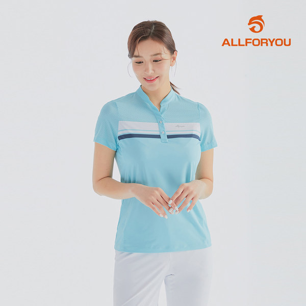 [올포유] [모델착장] 22SS 여성 배색 포인트 넥변형 반팔 티셔츠 AWTHL4281-830_G