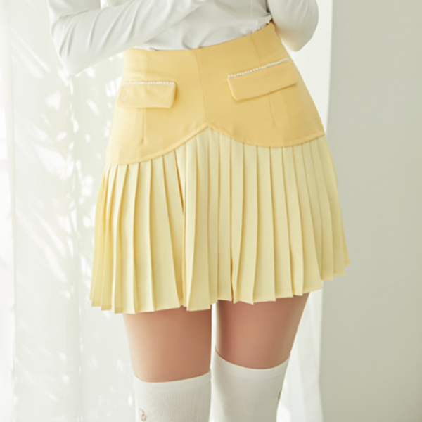 [JJA] 제이제인 하트쉐입 플리츠 스커트 Heart Shape Pleats Skirt (Yellow) J164SK07YE