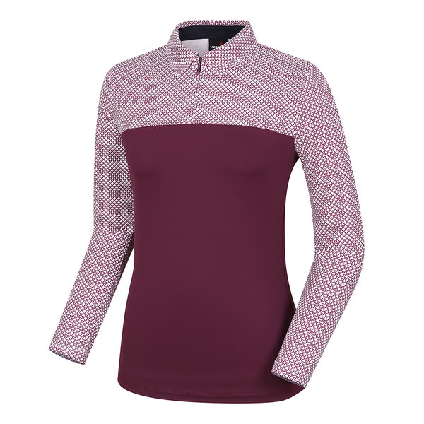 [레노마골프]여성 패턴 배색 카라 반집업 티셔츠 RWTYH7106-415_G