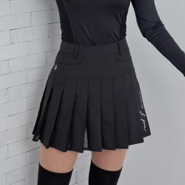 [JJA] 제이제인 메쉬 배색 테니스 스커트 Mesh Point Tennis Skirt (Black) J164SK06BK