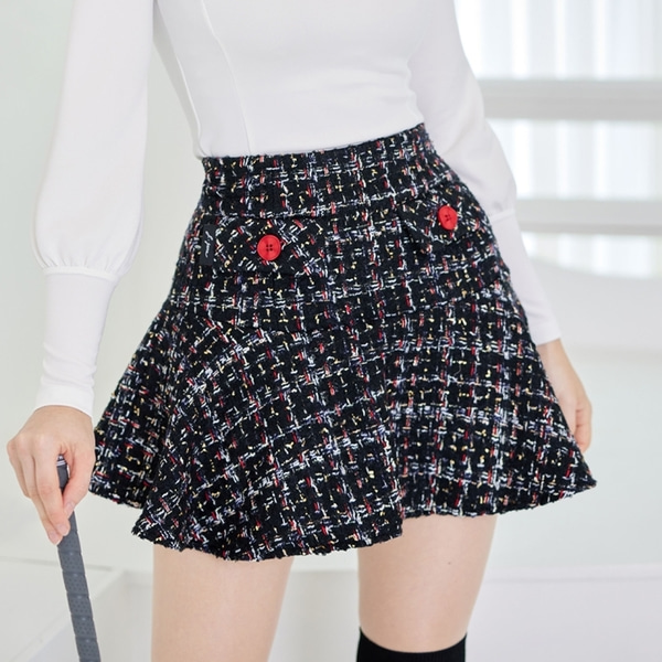 [JJA] 제이제인 트위드 플라워 스커트 Tweed flower skirt (Black) J364SK04BK