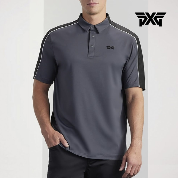 [HIG] PXG ﻿2022년 신상품 남성 컴포트핏 숄더 블록 폴로 반팔 티셔츠