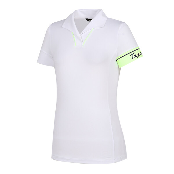 [테일러메이드] 22SS 여성 소매 배색 변형 카라 반팔 티셔츠 TWTYL6142-100