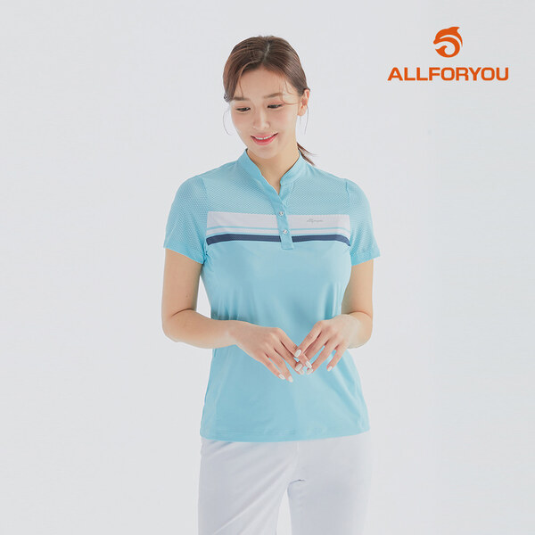 [올포유] 여름 여성 배색 포인트 넥변형 반팔 티셔츠 AWTHL4281-830