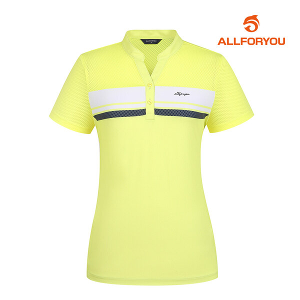 [올포유] 여름 여성 배색 포인트 넥변형 반팔 티셔츠 AWTHL4281-203