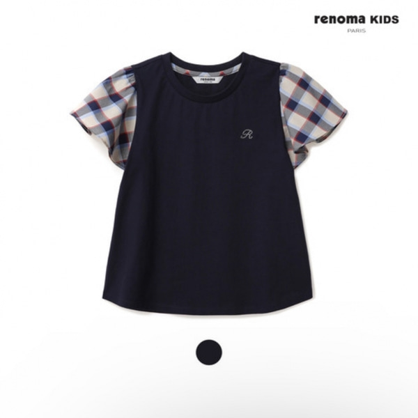 [GSH] 레노마키즈 여아소매 시그니처 체크 티셔츠 네이비 R2321T181