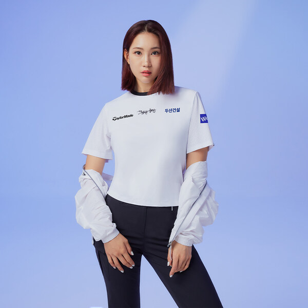 [테일러메이드] 여성 우븐 패치 라운드 반팔 티셔츠 TWTRM6165-100