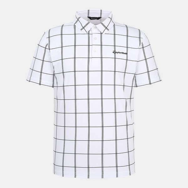 [테일러메이드] 남성 그리드 패턴 카라 반팔 티셔츠 TMTYM2144-100