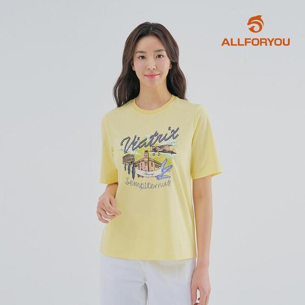 [올포유] [모델착장] 23SS 여성 프린팅 라운드 반팔 티셔츠 ALTRM4451-203_G