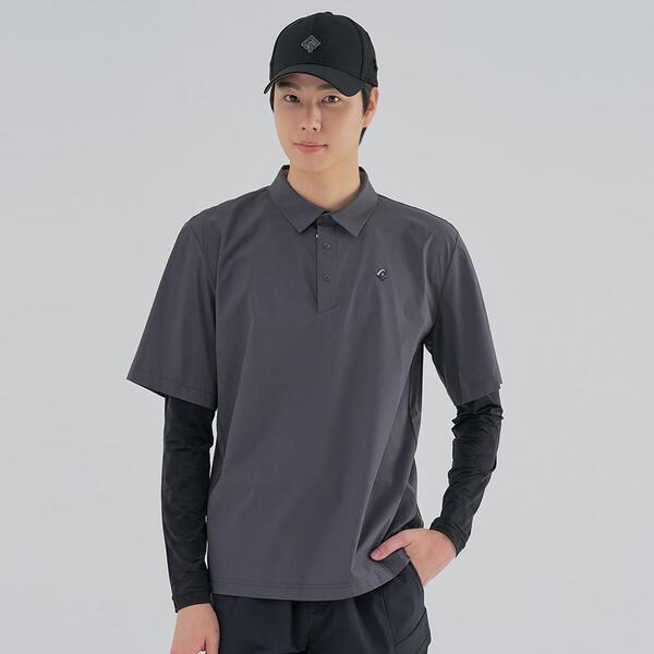[레노마골프] 남성 카모 패턴 냉감 소매 레이어드 카라 티셔츠 RMTYM1151-195