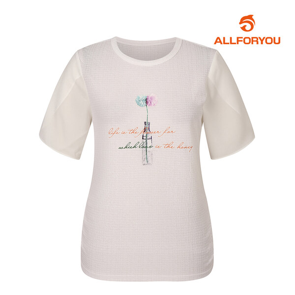 [올포유] 여성 셔링 원포인트 블라우스형 반팔 티셔츠 ALTRL4121-100