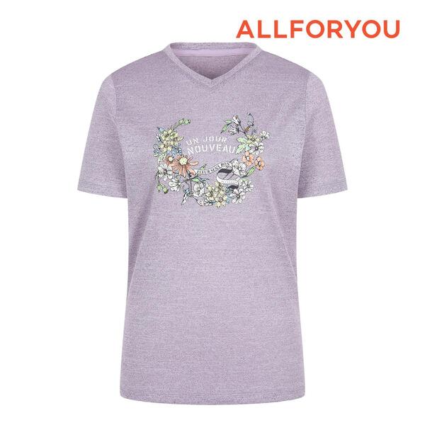 [올포유] 24SS 여성 프린팅 브이넥 반팔 티셔츠 ALQTN3211-607